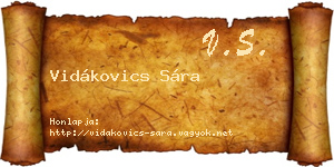 Vidákovics Sára névjegykártya